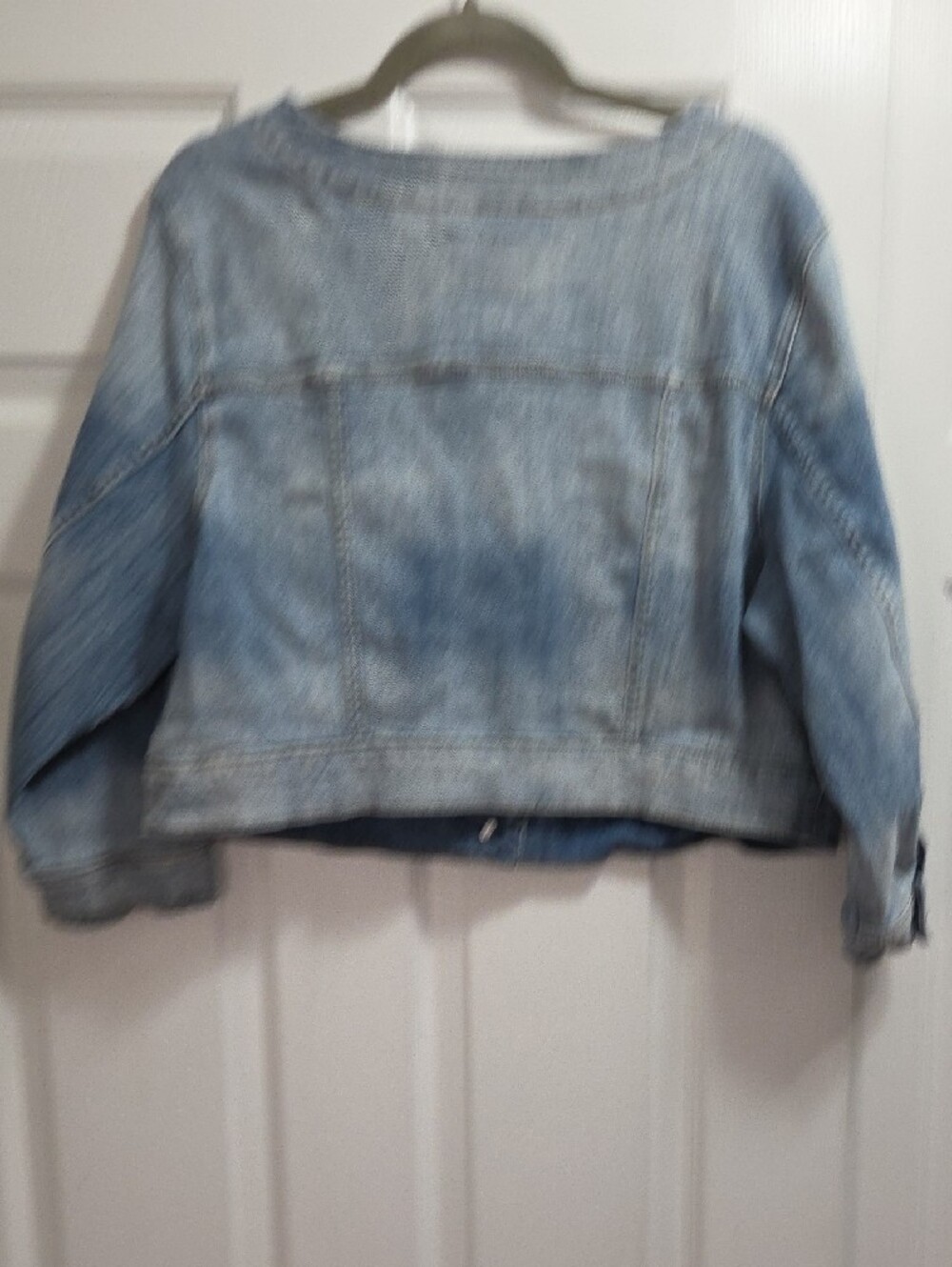 torrid Light Blue Collarless Slightly Distressed Denim Jacket - Picture 6 of 7